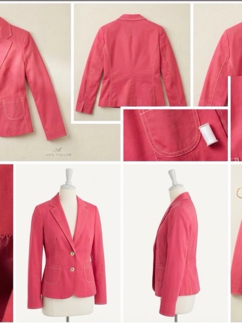 Vintage Ann Taylor Coral-Pink Tailored Women's Blazer Jacket